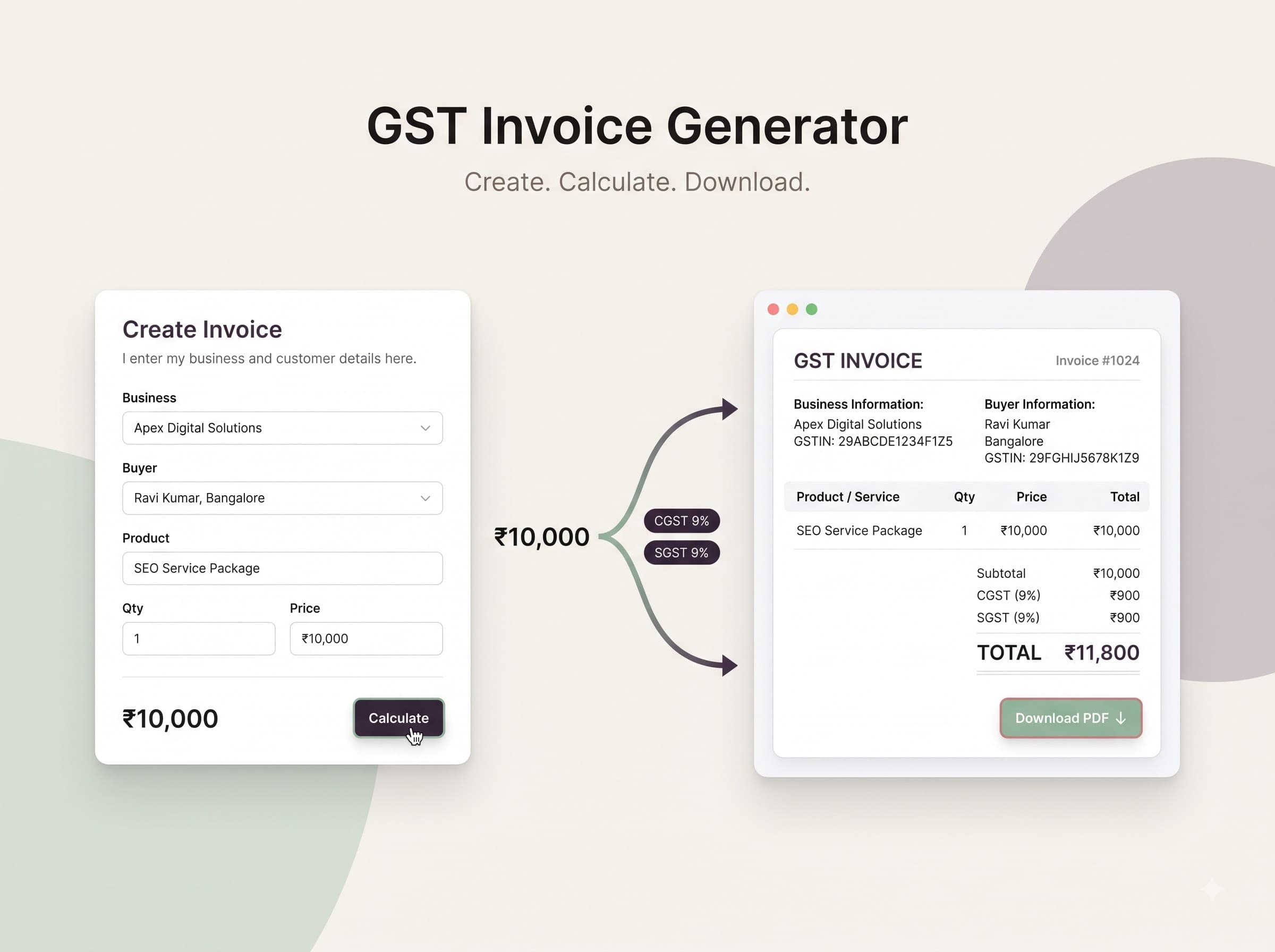 GST Tax Invoice Generator preview