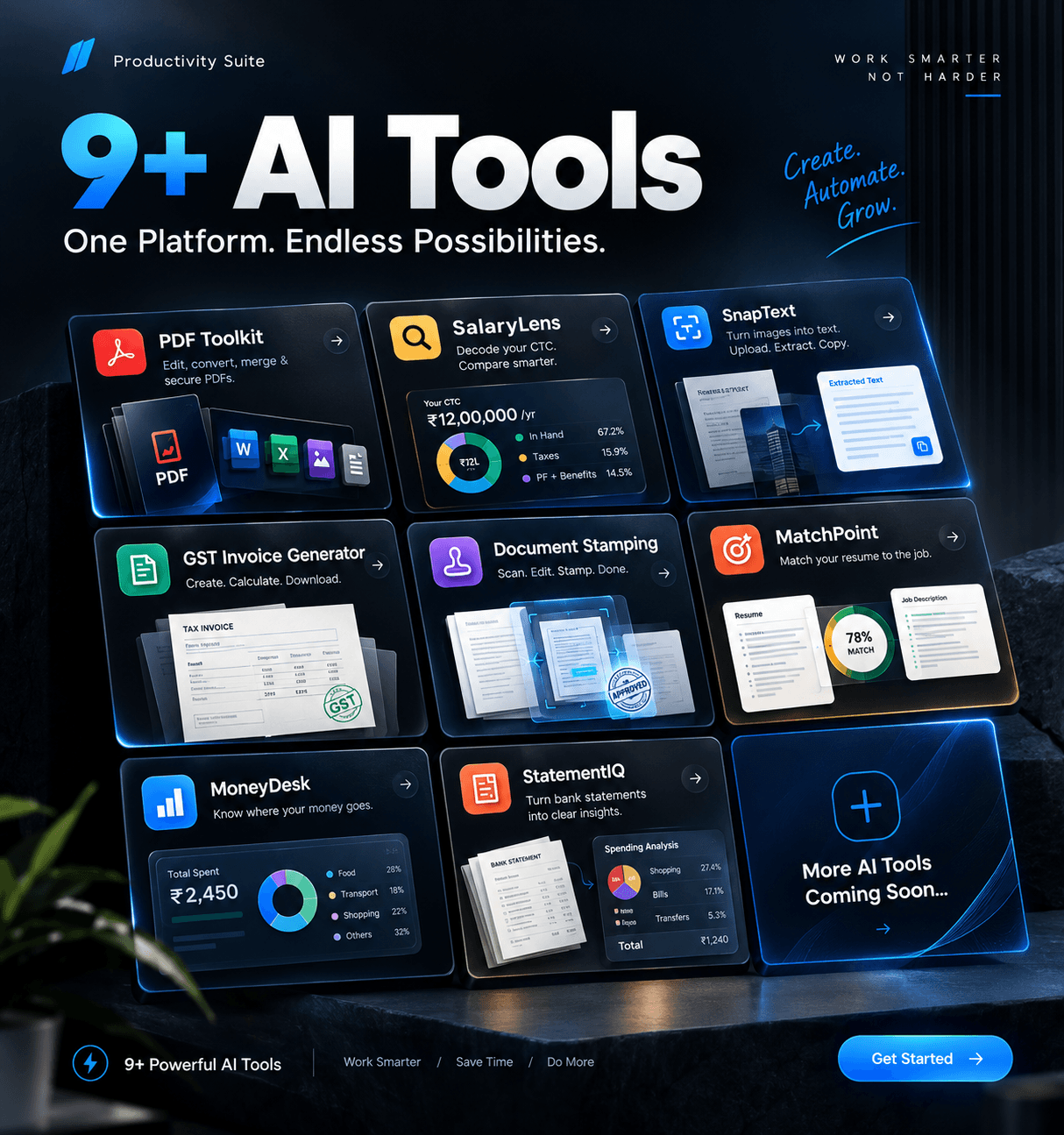 Aideal ToolSuite — 9+ AI tools in one platform